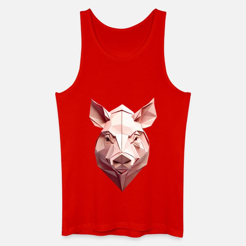 Low-Poly Schwein Kopf Pink - Männer Bio Tank Top - Rot
