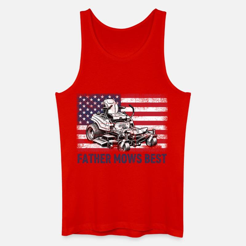 Father Mows Best - Männer Bio Tank Top - Rot