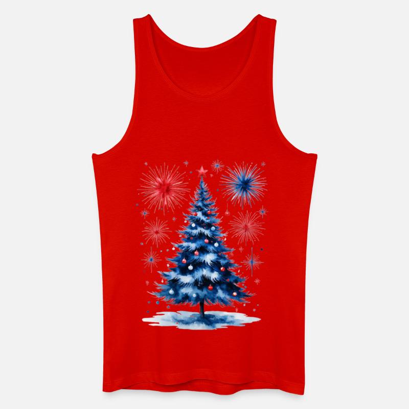 Fireworks Christmas Tree Pattern - Men’s Organic Tank Top - red