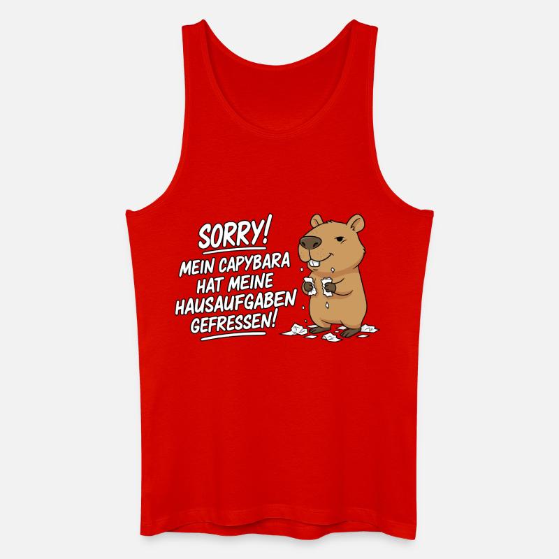 Pardon! Capybara a mangé mes devoirs - Débardeur bio Homme - rouge