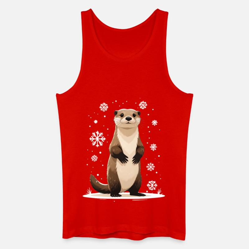 Winterotter mit Schneeflocken - Männer Bio Tank Top - Rot