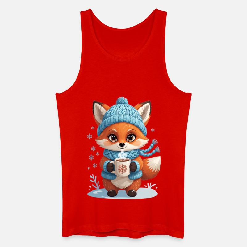 Winterfuchs mit Kakao - Männer Bio Tank Top - Rot