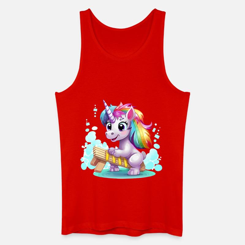 Regenbogen Einhorn Schlitten - Männer Bio Tank Top - Rot