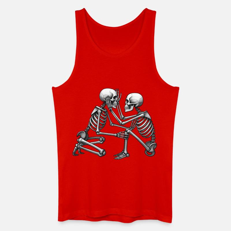 SKELETTE IN LIEBE #4 – Schwarz-Weiß - Männer Bio Tank Top - Rot