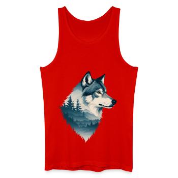 Blauer Wolf im Wald - Männer Bio Tank Top - Rot - Vorne