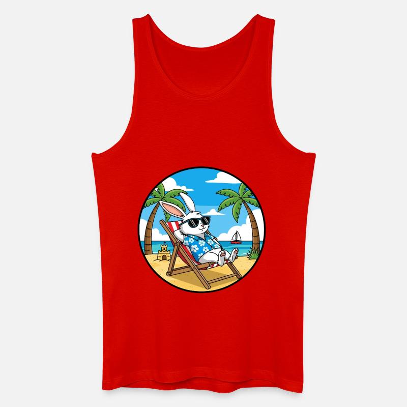 Coole Rabbit Beach Vacation Summer Vibes - Männer Bio Tank Top - Rot