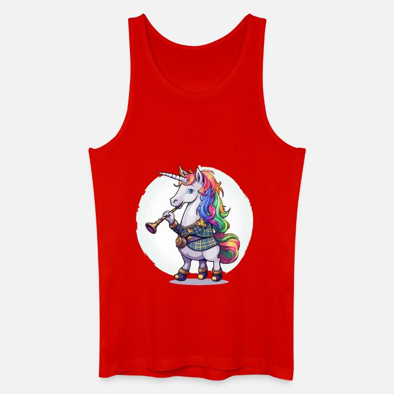 Buntes Einhorn mit Trompete - Männer Bio Tank Top - Rot