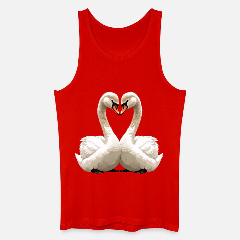 Schwanenherz Silhouette - Männer Bio Tank Top - Rot