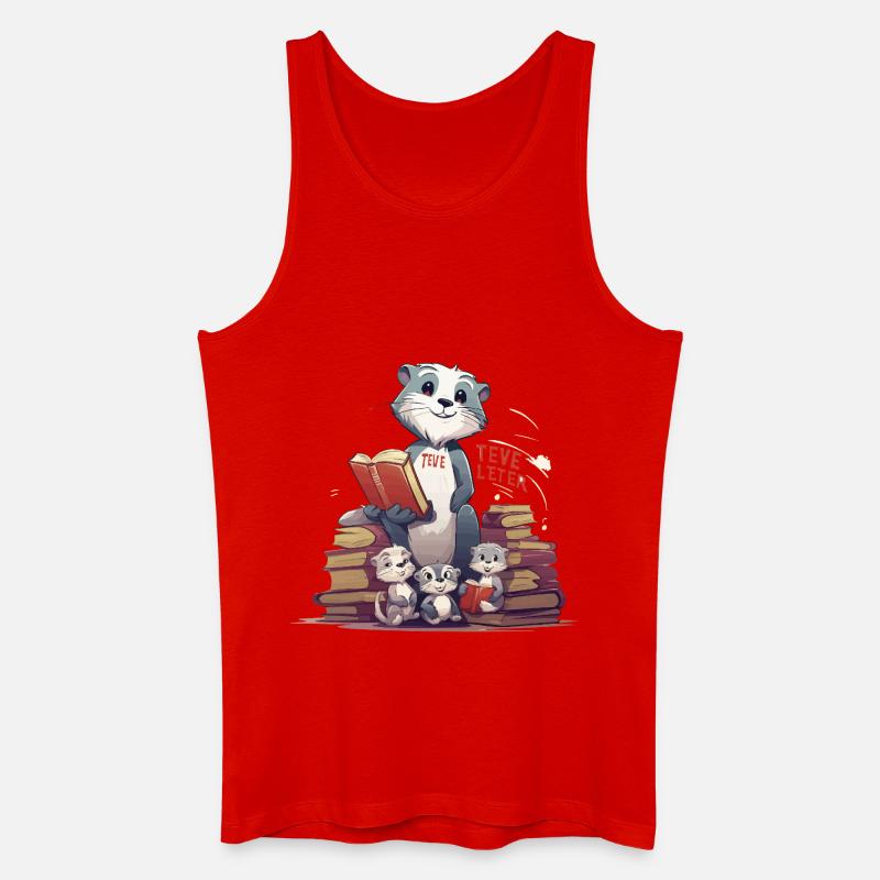 Lernbiber mit Büchern - Männer Bio Tank Top - Rot