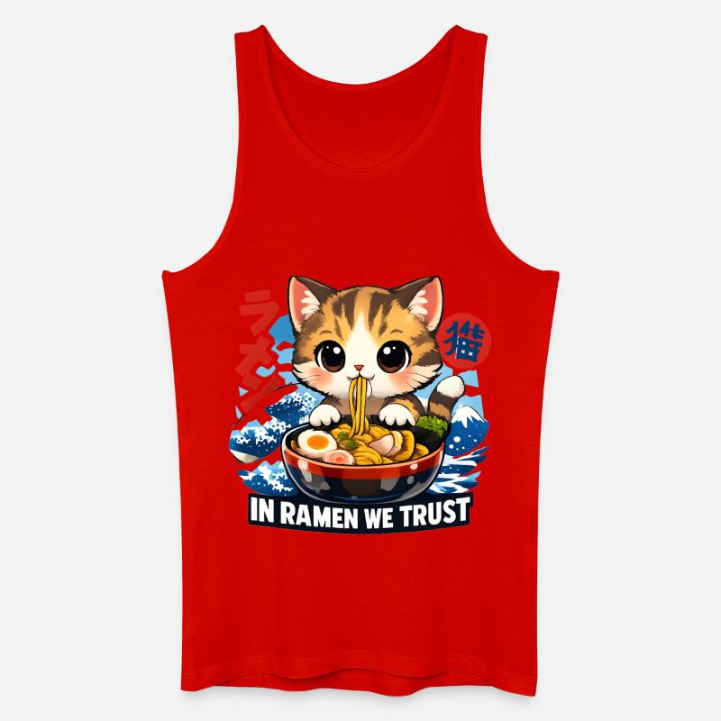 Ramen Katze - Männer Bio Tank Top - Rot