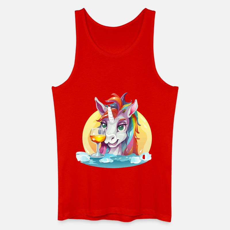 Buntes Einhorn mit Wein - Männer Bio Tank Top - Rot