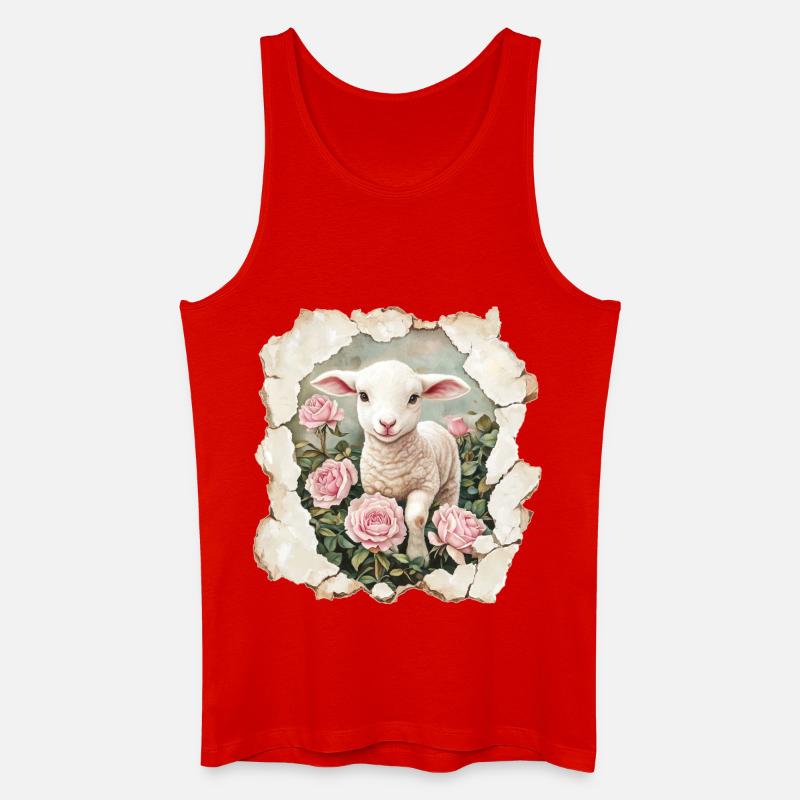 Lamm mit Schmetterling - Männer Bio Tank Top - Rot