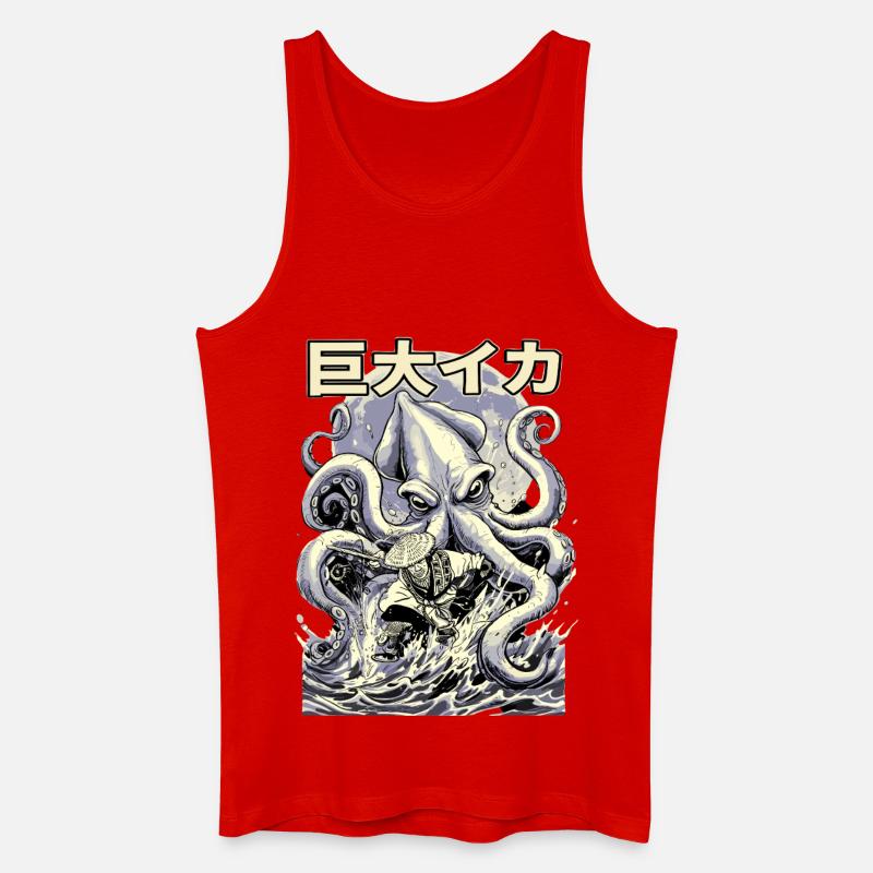 Fischer vs Kraken Japanischer Retro Style  - Männer Bio Tank Top - Rot