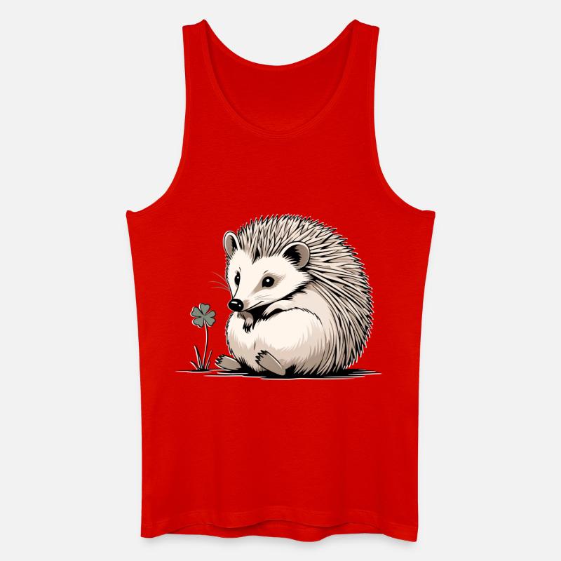 Igel mit Kleeblatt Naturfreund - Männer Bio Tank Top - Rot