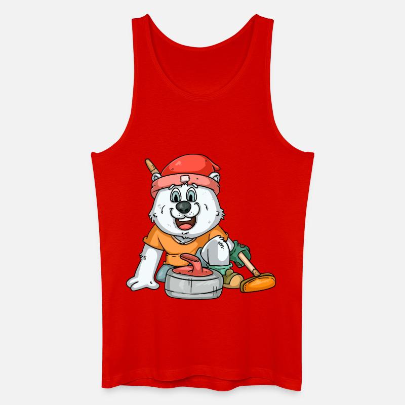 Curlingspieler Eisbär - Männer Bio Tank Top - Rot