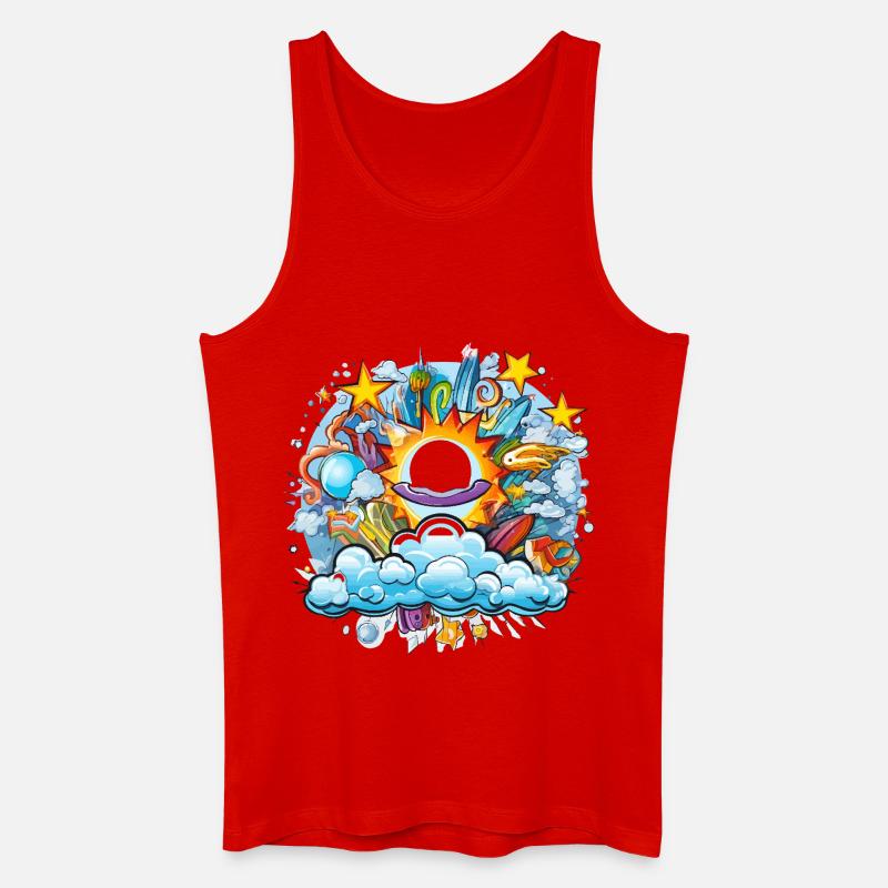Cosmic Solar Flight Doodle - Men’s Organic Tank Top - red