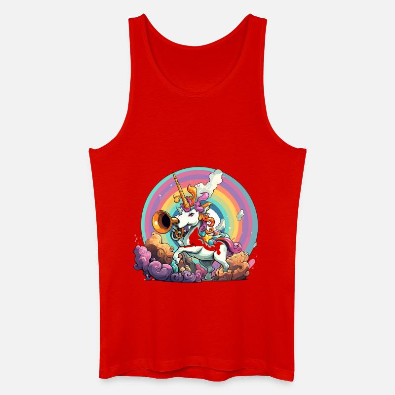 Regenbogen-Unicorn mit Trompete - Männer Bio Tank Top - Rot