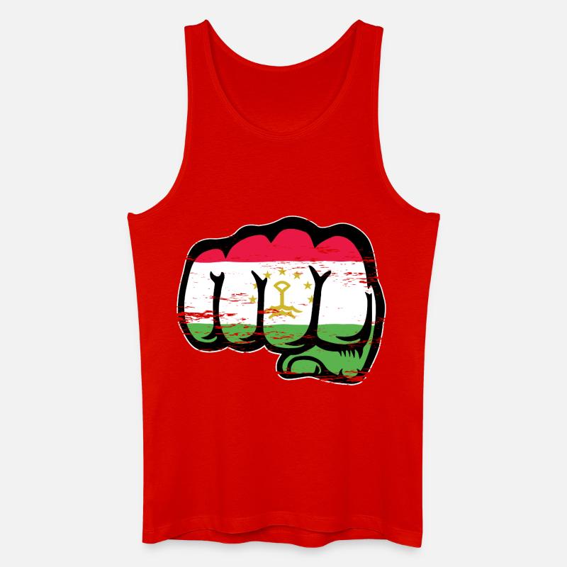 Tadschikistan_Flagge_Faust_used - Männer Bio Tank Top - Rot