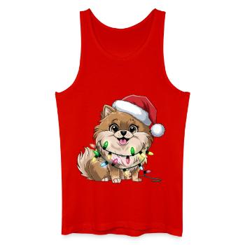 Weihnachtshund mit Lichterkette - Männer Bio Tank Top - Rot - Vorne