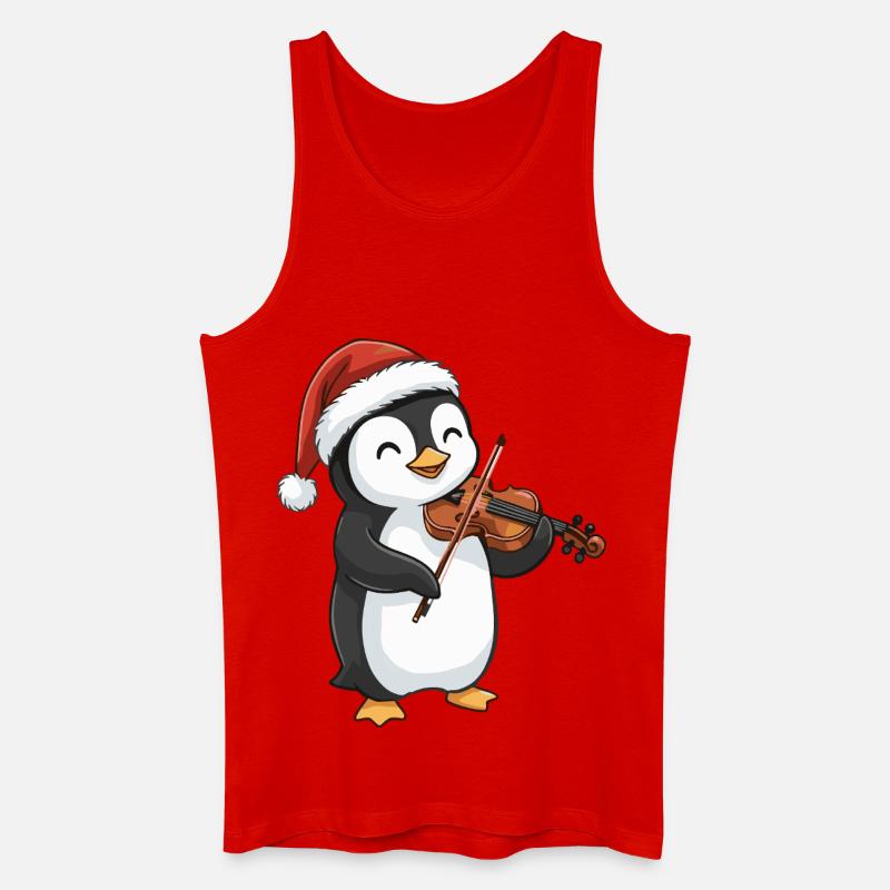Weihnachtspinguinvogel spielt Geigenkunst - Männer Bio Tank Top - Rot