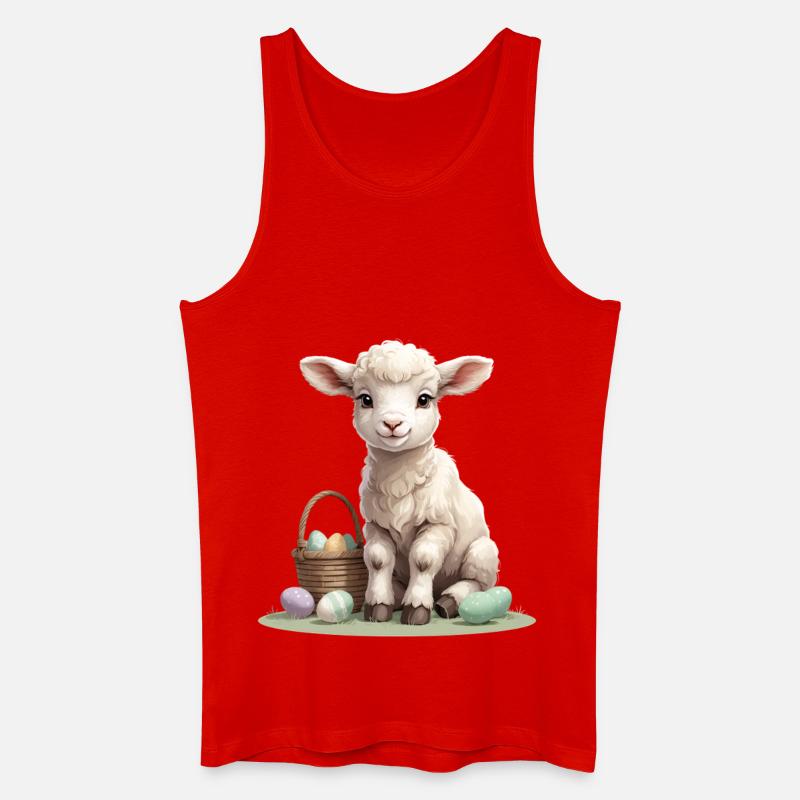 Pastel lamb with Easter eggs - Men’s Organic Tank Top - red