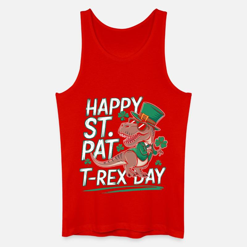 Chapeau de T-Rex de Saint-Patrick - Débardeur bio Homme - rouge