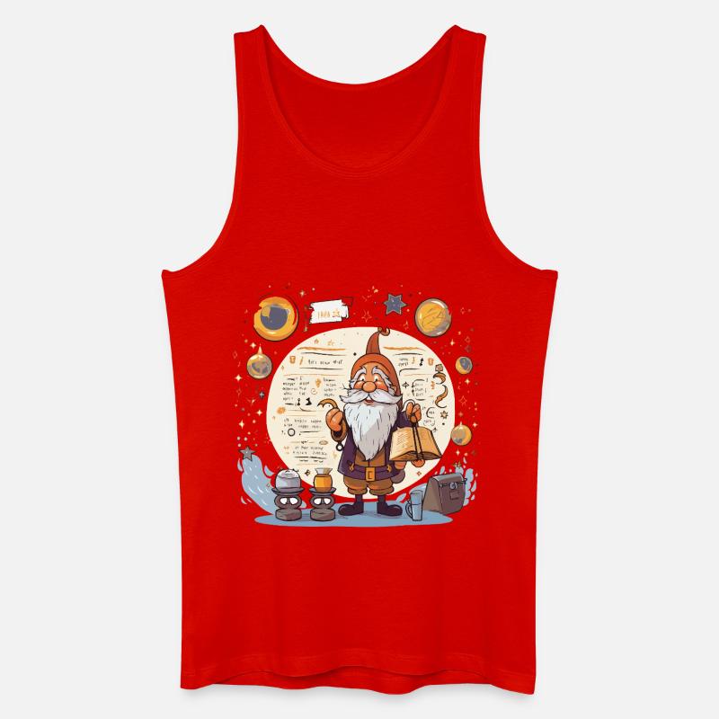 Weltraum-Gnom mit Zauberbuch - Männer Bio Tank Top - Rot