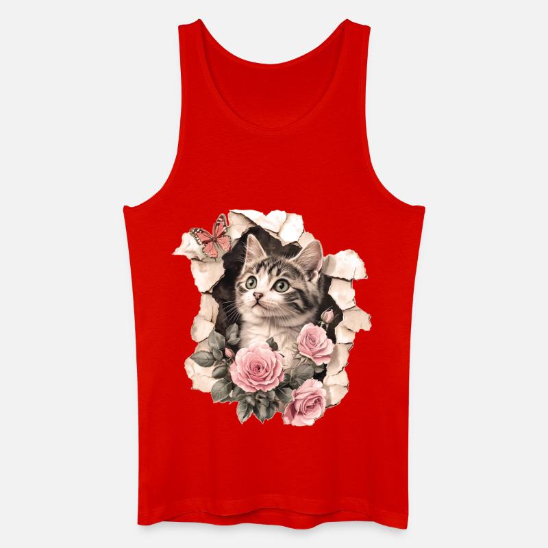 Kat og sommerfugl - Økologisk tanktop til mænd - rød