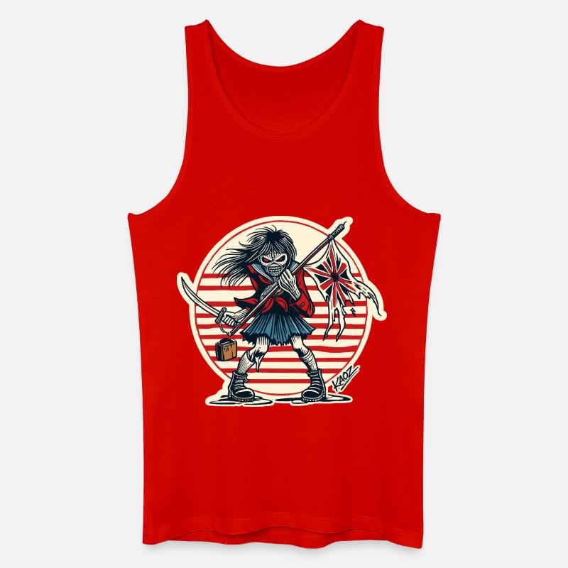 Abtrünnige Samurai-Jungfrau mit zerfetzter Flagge - Männer Bio Tank Top - Rot