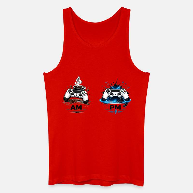 AM Kaffee PM Gaming - Männer Bio Tank Top - Rot
