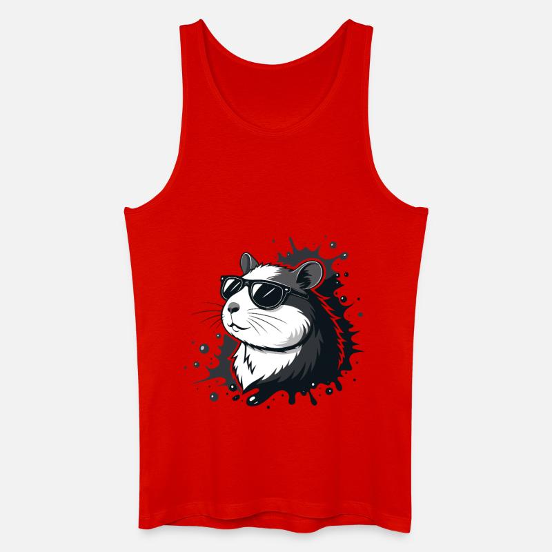 Schicke Hamster-Schwarzbrillen-Spritzer - Männer Bio Tank Top - Rot