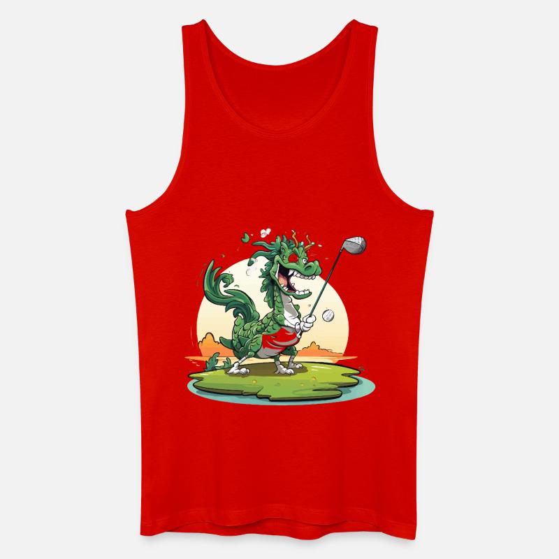Golfender Drache am Tee - Männer Bio Tank Top - Rot