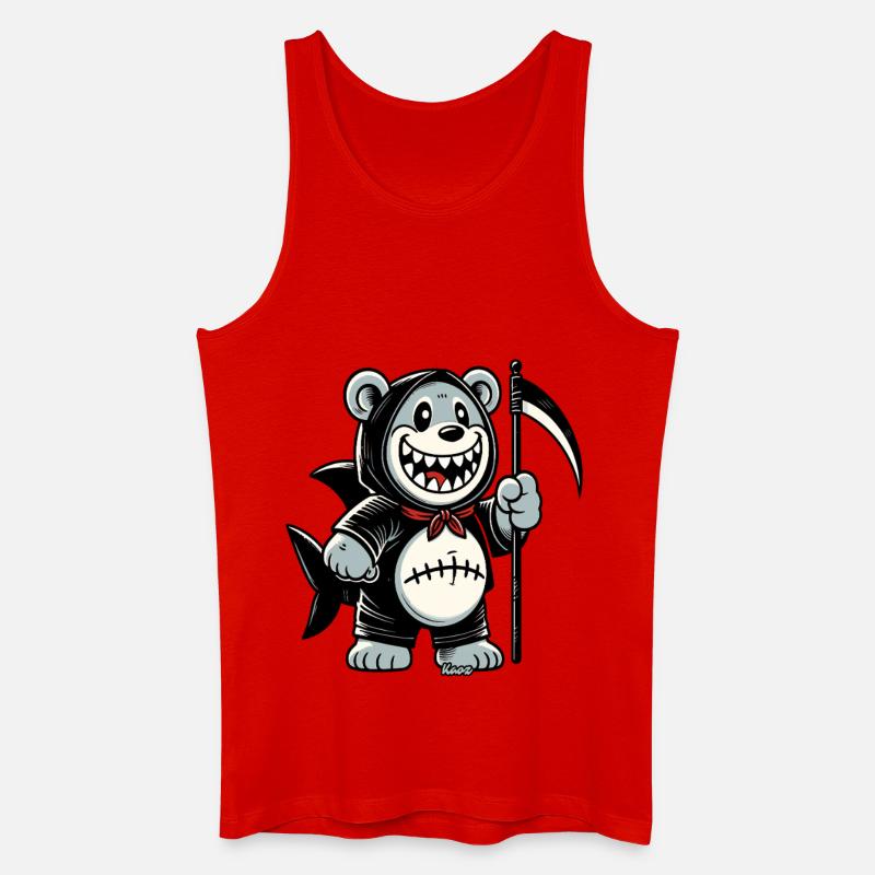 Grinsender Bär mit Sense - Männer Bio Tank Top - Rot