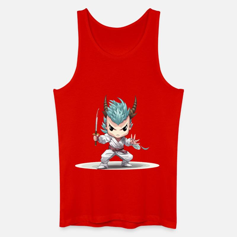 Chibi Warrior with Katana - Men’s Organic Tank Top - red