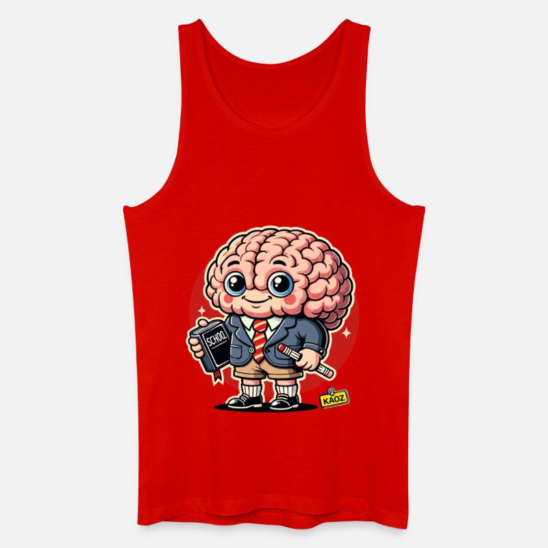 Brain Scholar Cartoon - Männer Bio Tank Top - Rot