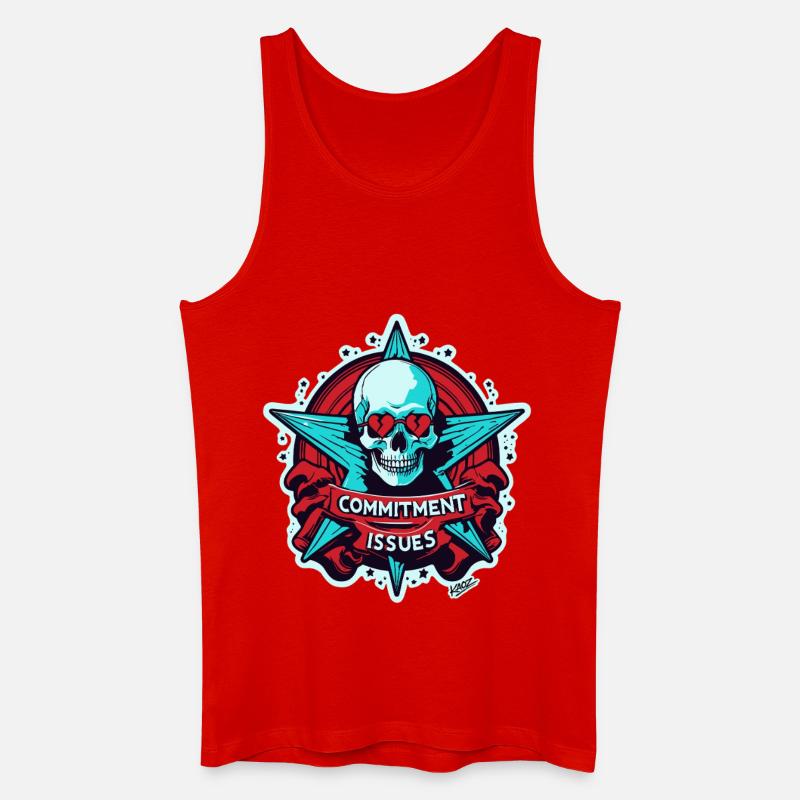 Commitment Issues Skull Badge - Men’s Organic Tank Top - red