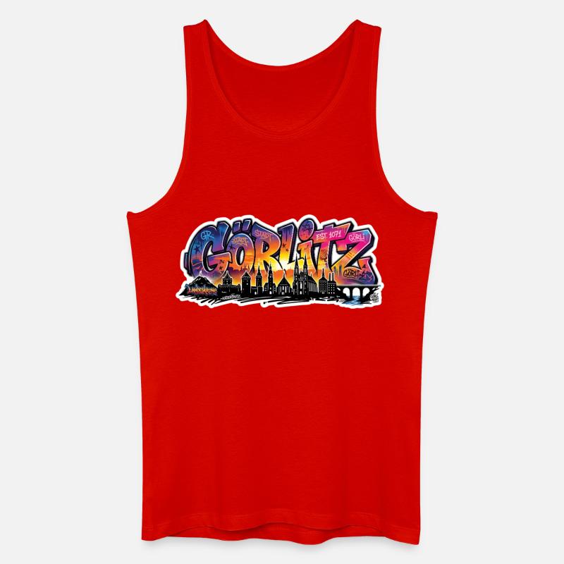 Görlitz  Skyline Graffiti-Sehenswürdigkeiten - Männer Bio Tank Top - Rot