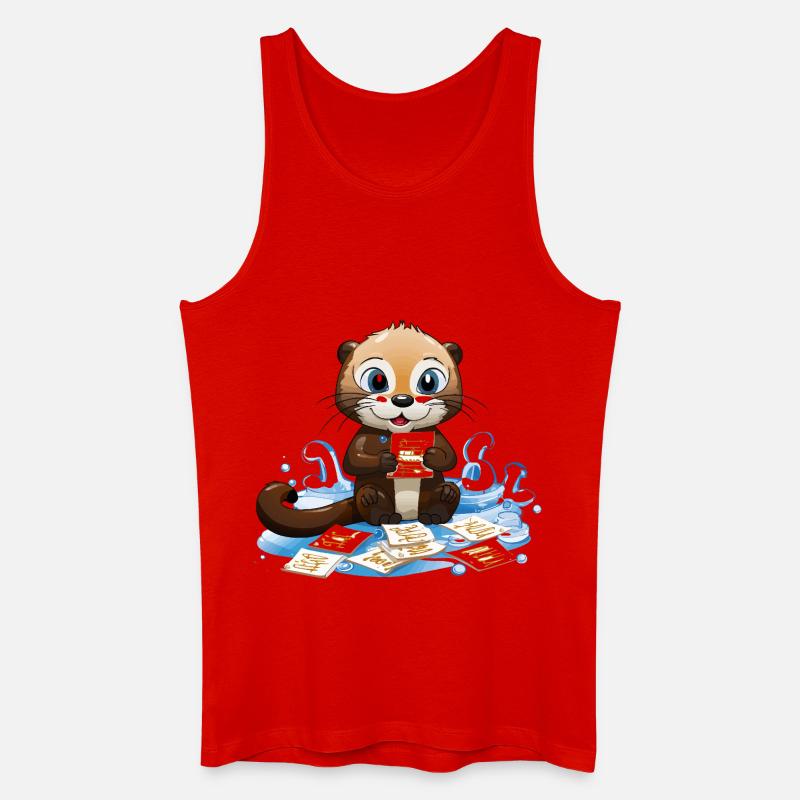 Otter mit Kochrezepte Karten - Männer Bio Tank Top - Rot