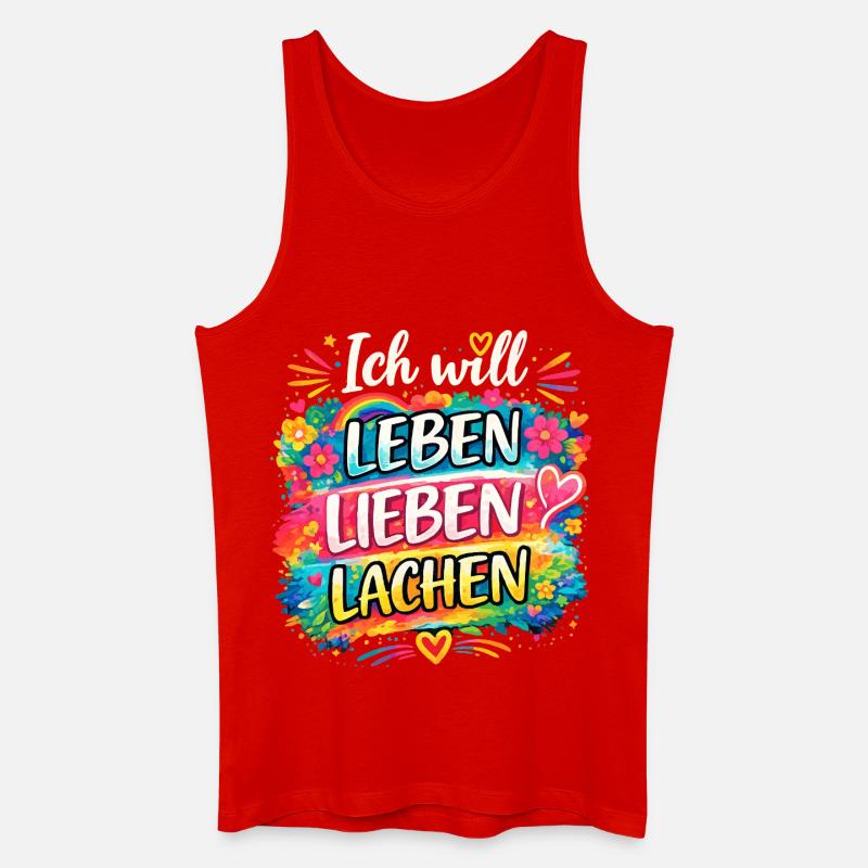 Ich will Leben-Lieben-Lachen - Männer Bio Tank Top - Rot