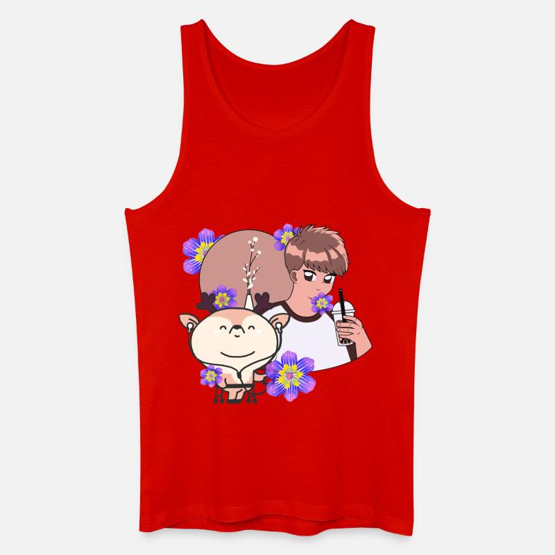 Bubble Tea Time & Reh mit Walker - Männer Bio Tank Top - Rot