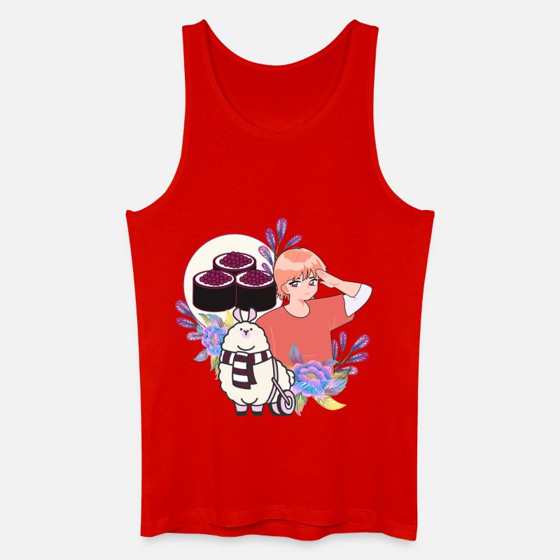 Sushi-Zeit & Alpaca im Rollstuhl - Männer Bio Tank Top - Rot