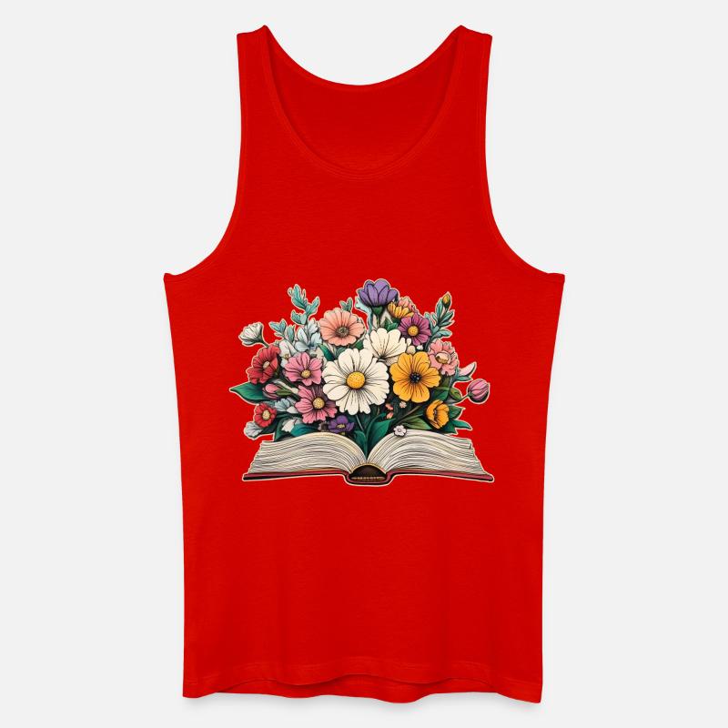 Buch mit Blumen - Männer Bio Tank Top - Rot