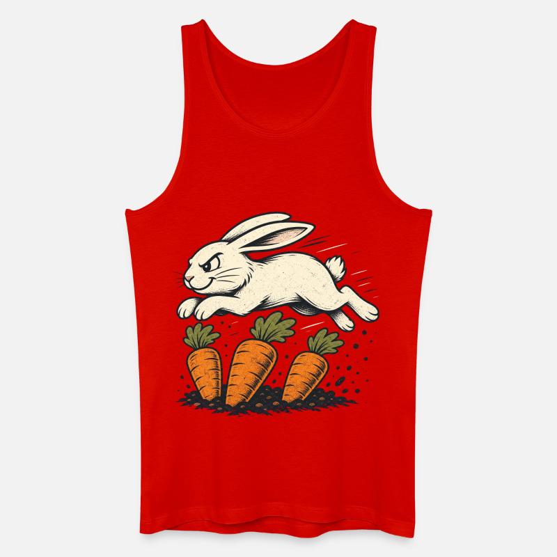 Springender Hase mit Karotten - Männer Bio Tank Top - Rot