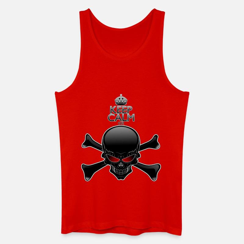 Bleib ruhig oder sterbe, Schwarzer Schädel - Männer Bio Tank Top - Rot