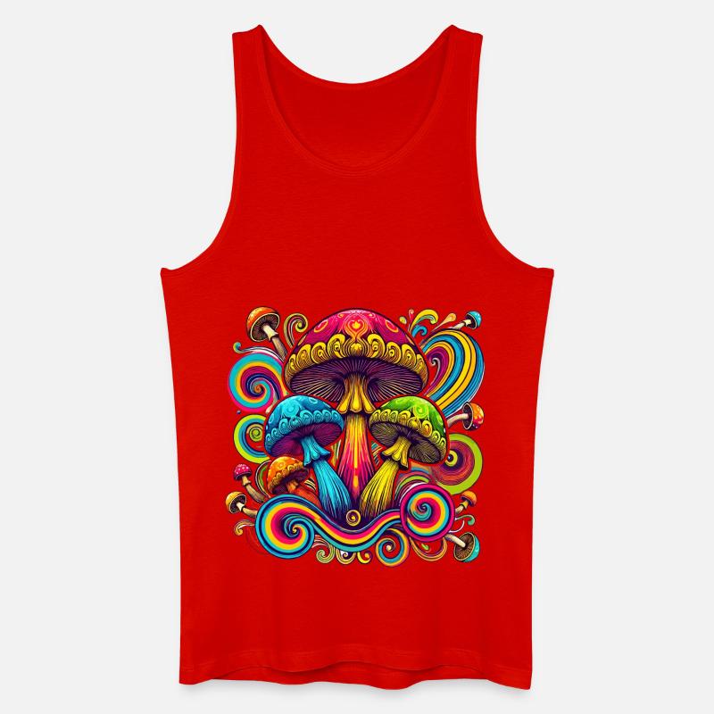 Bunte psychedelische Pilze - Männer Bio Tank Top - Rot