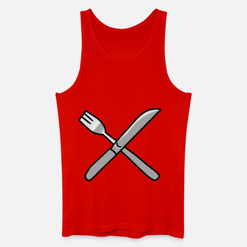 Besteck Messer Gabel Küche - Männer Bio Tank Top - Rot