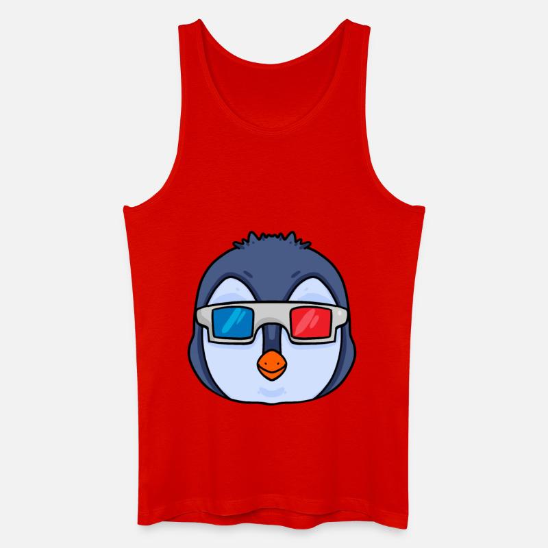 Pinguin mit 3 Brille - Männer Bio Tank Top - Rot