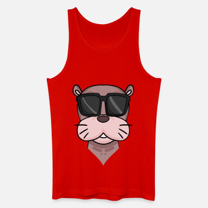 Cooler Seelöwe mit Sonnenbrille - Männer Bio Tank Top - Rot