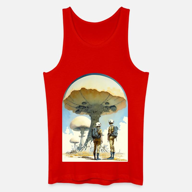 Mushroom Digital Space Art 70s - Männer Bio Tank Top - Rot