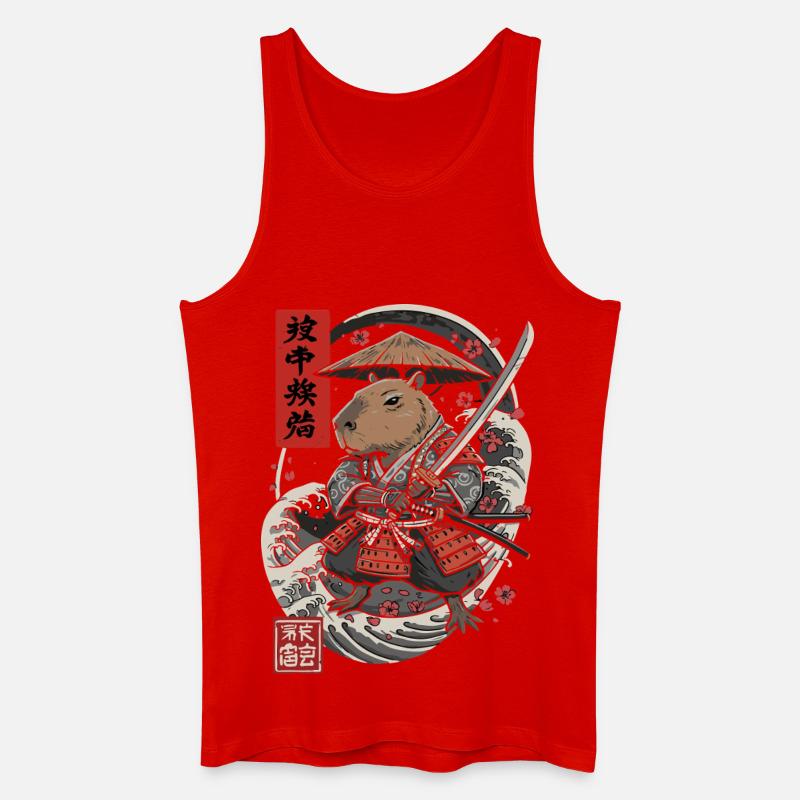 Samurai Capybara Kampf Illustration - Männer Bio Tank Top - Rot